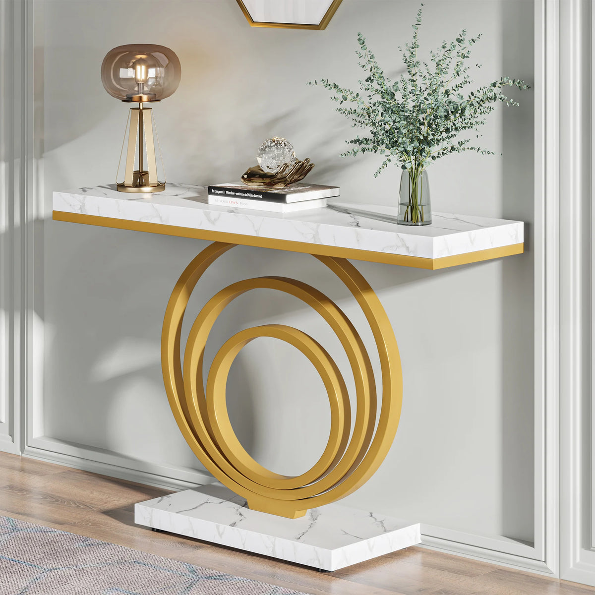 Tribesigns Modern Console Table With Decorative Ring Design For Entryway