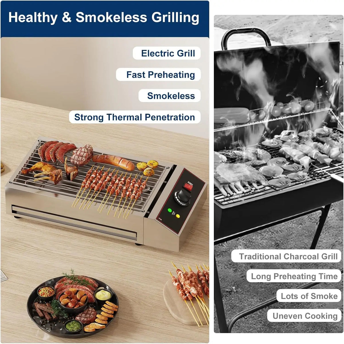 Tacleekii Commercial Electric Grill With Removable Griddle