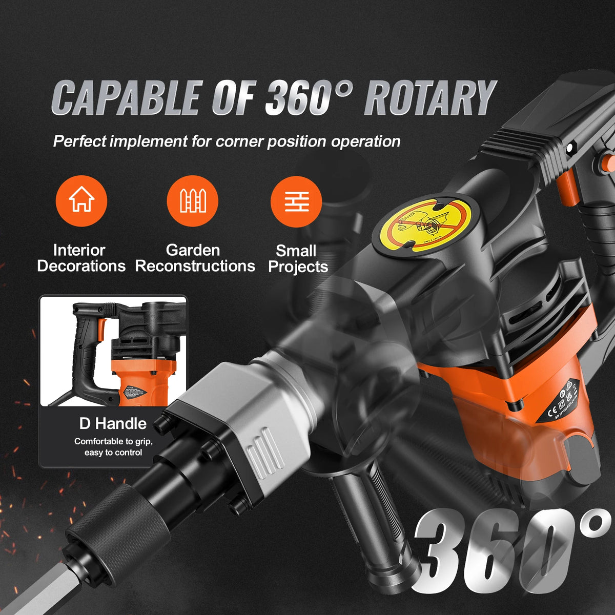 SucceBuy 1400W Heavy Duty Electric Demolition Jackhammer