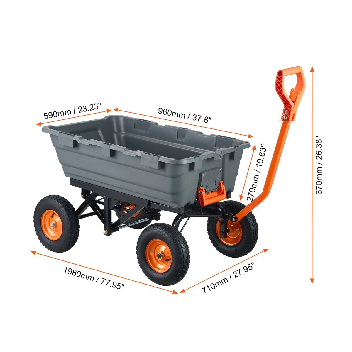 SucceBuy Poly Garden Dump Cart With Convertible Handle