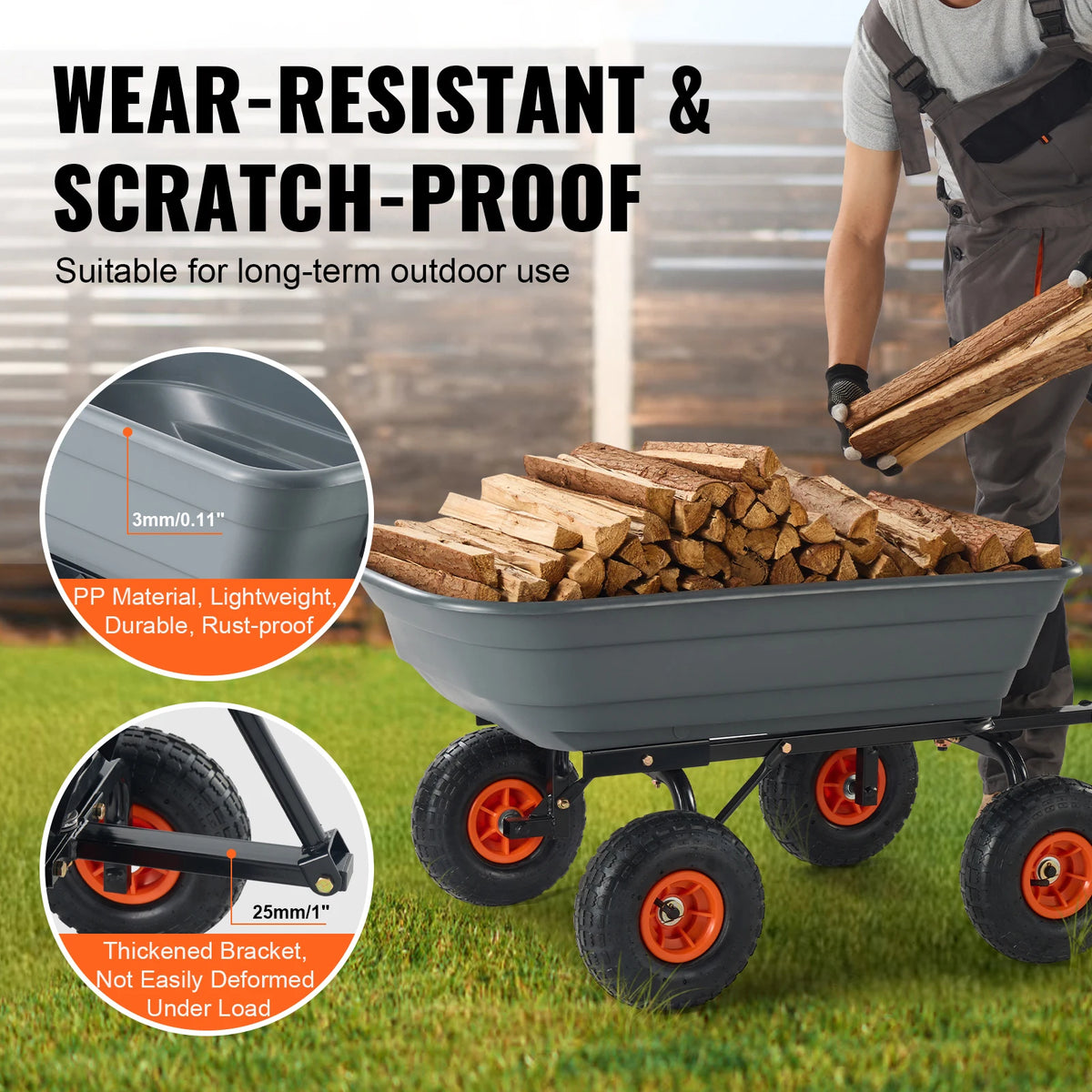 SucceBuy Poly Garden Dump Cart With Convertible Handle