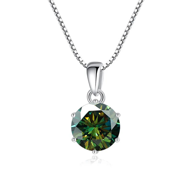 Genuine Moissanite Pendant Necklace in Sterling Silver for Women