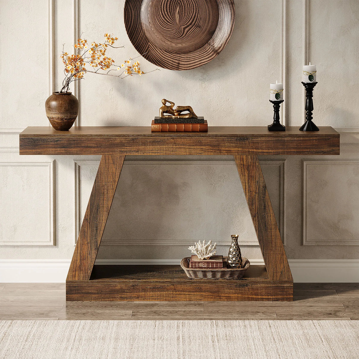 Tribesigns Rustic Storage Console Table For Entryway And Living Room