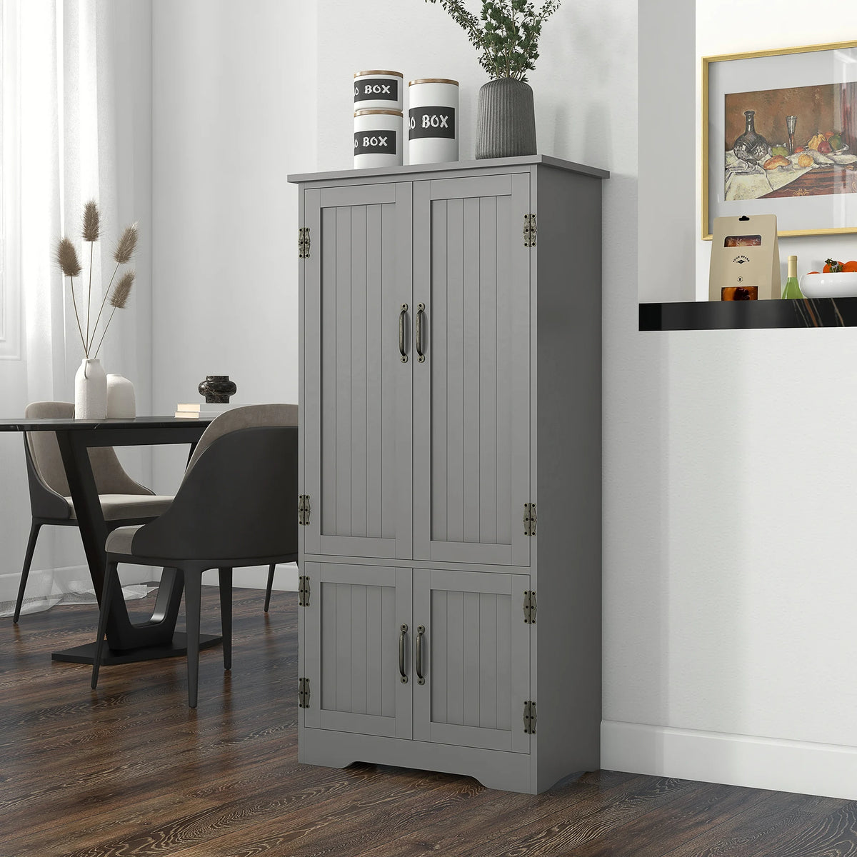 HOMCOM Freestanding Storage Hutch Cabinet With Four Doors