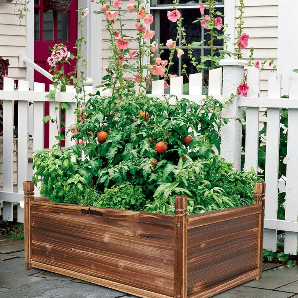 Wooden Raised Garden Planter Box for Flowers and Vegetables