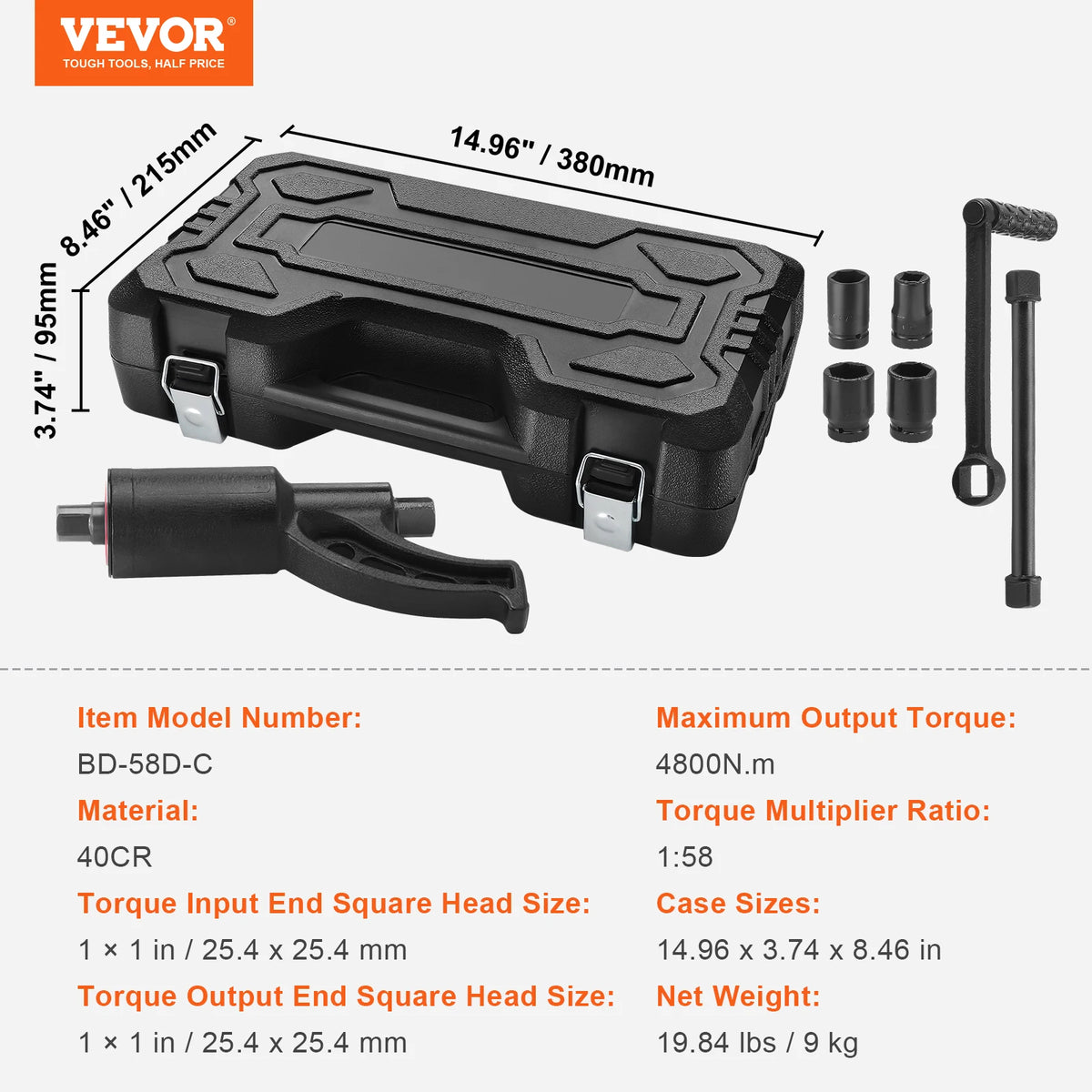 SucceBuy Heavy Duty Torque Multiplier Wrench Set With Case