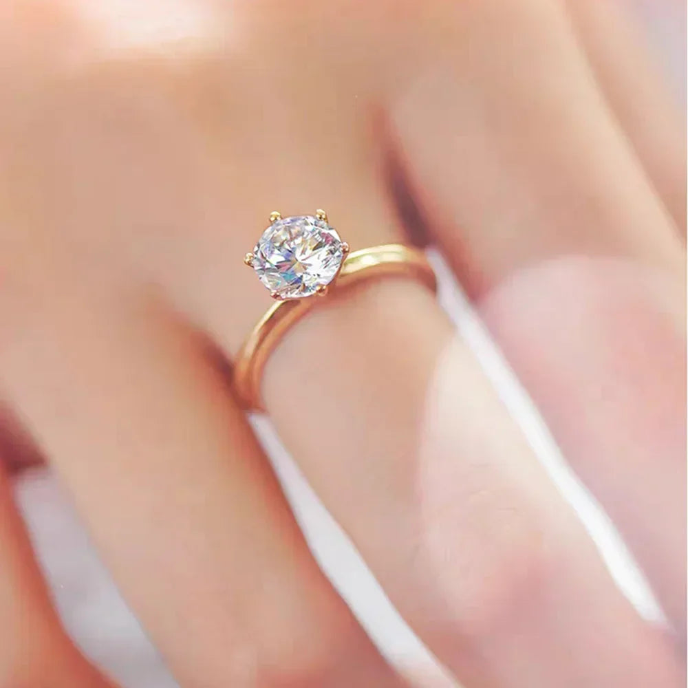 CBTB Real Moissanite Sterling Silver Gold Engagement Ring for Women