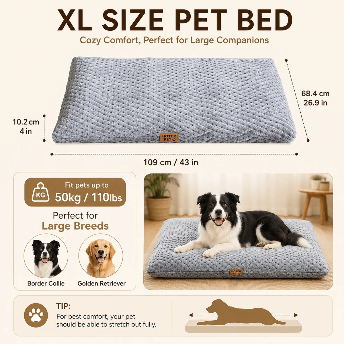 BOFNL Thickened Comfortable Dog Bed Mat for Various Breeds