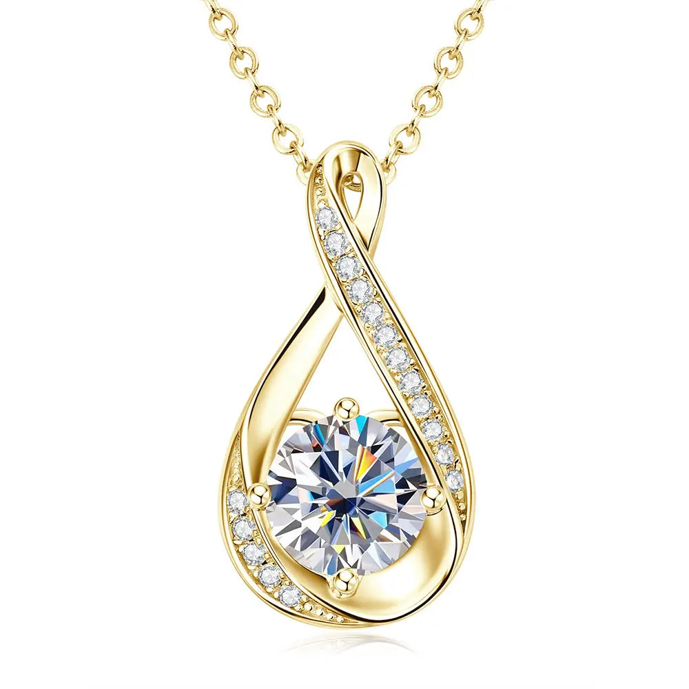 Oxtao Infinity Moissanite Pendant Necklace 14K Gold Filled Classic Gift