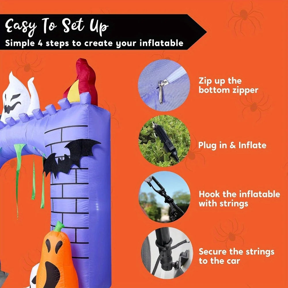 Halloween Inflatable Haunted Castle Outdoor Led Yard Decor