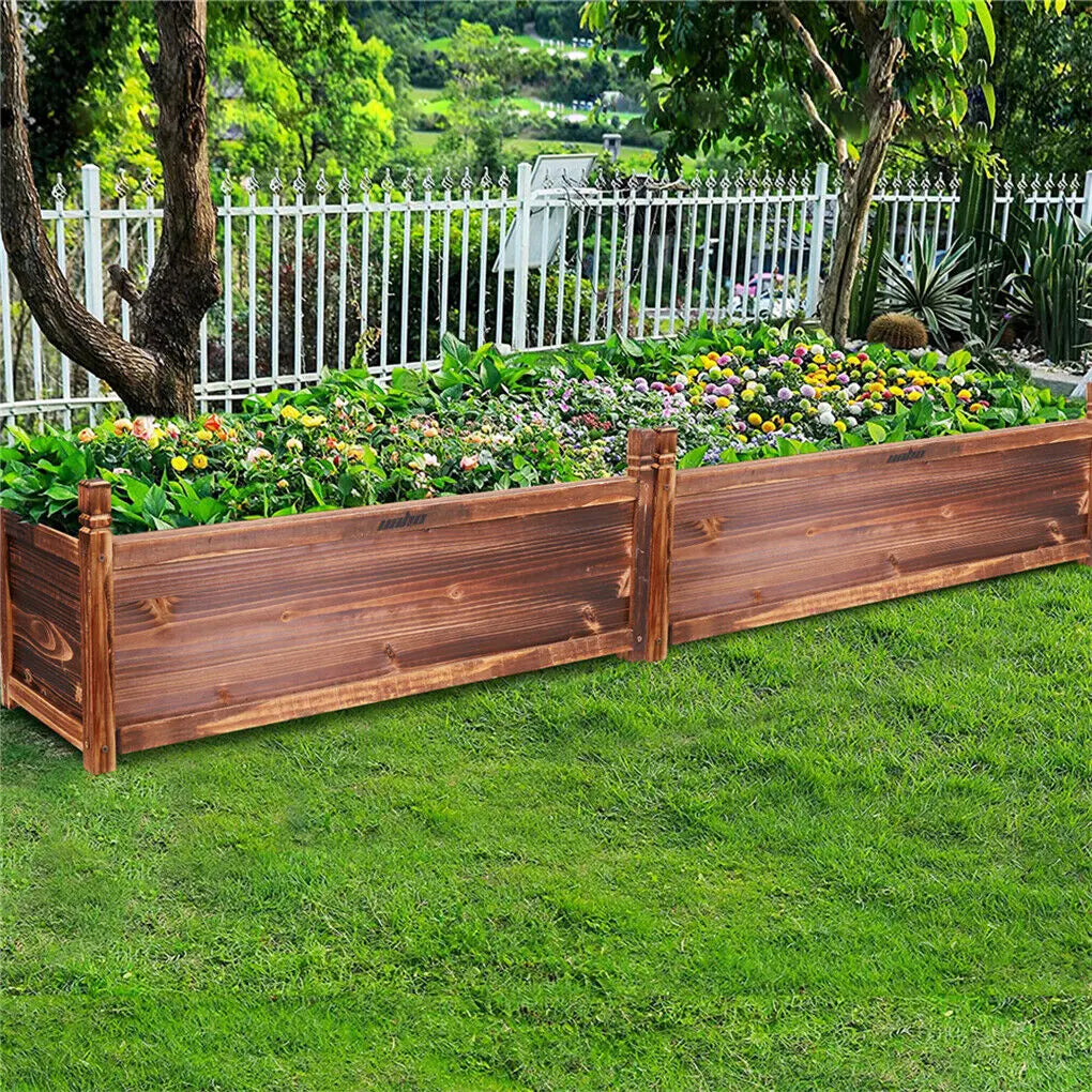 Wooden Raised Garden Planter Box for Flowers and Vegetables