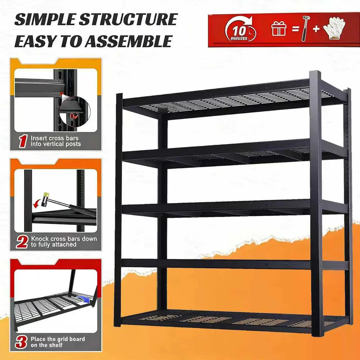 SARENZOON Adjustable Metal Double Layer Commercial Storage Rack