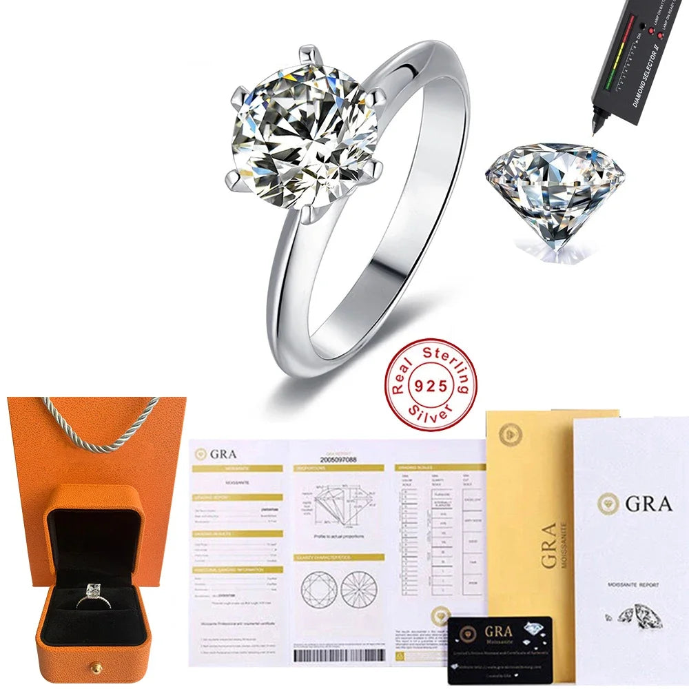CBTB Sterling Silver Moissanite Fine Jewelry Ring For Women