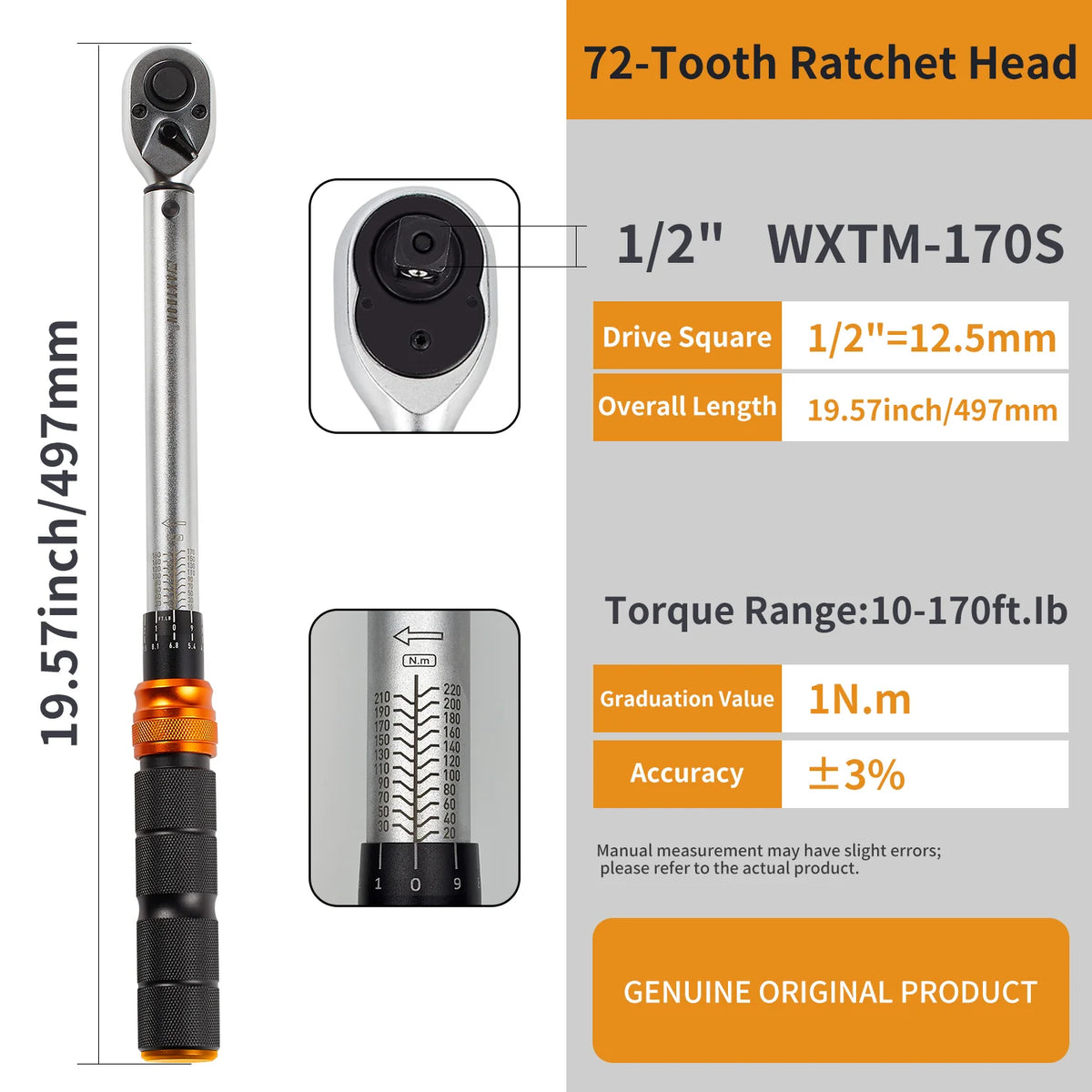 Waxtron Chrome Vanadium Steel Adjustable Torque Wrench