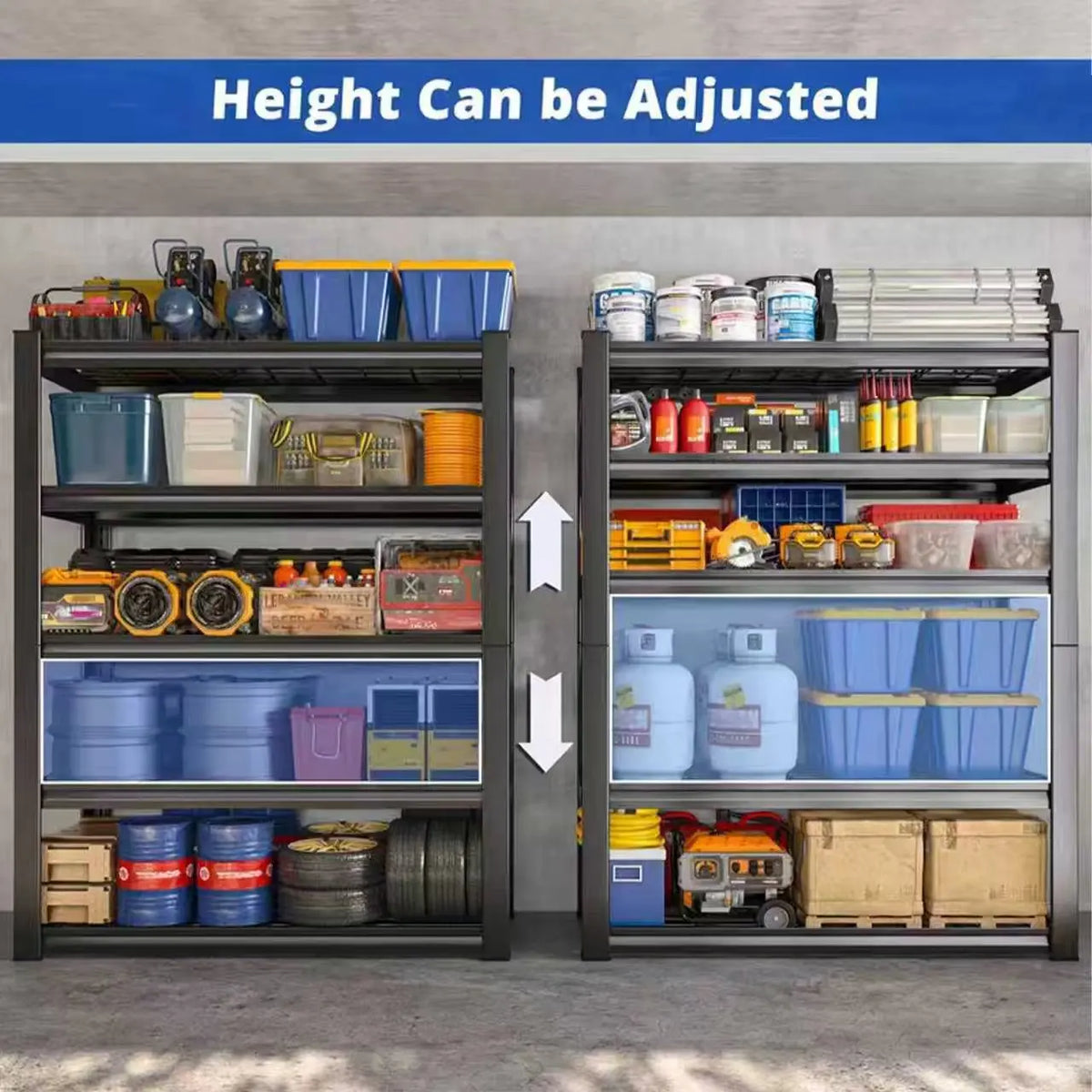 SARENZOON Adjustable Metal Double Layer Commercial Storage Rack