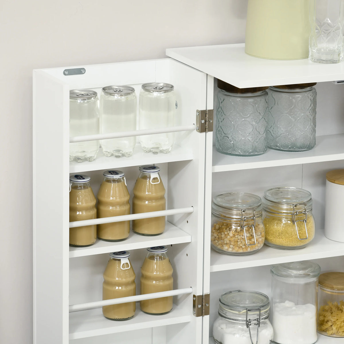 HOMCOM Modern Freestanding Pantry Cabinet With Adjustable Shelves