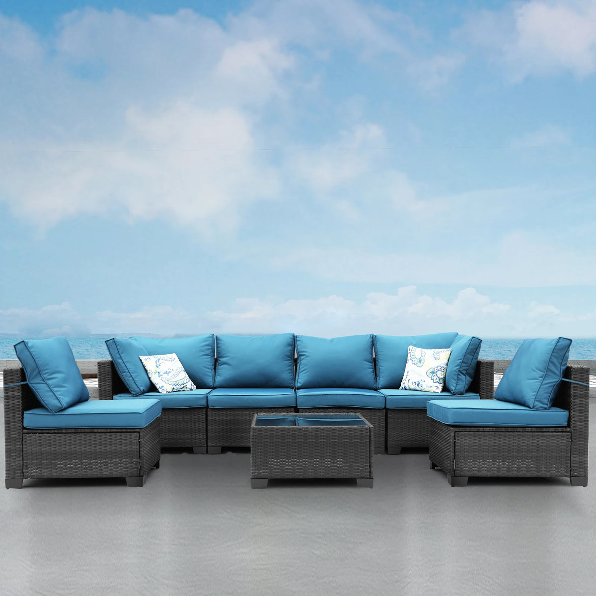 Modern Style Wicker All Weather Outdoor Patio Conversation Furniture Set