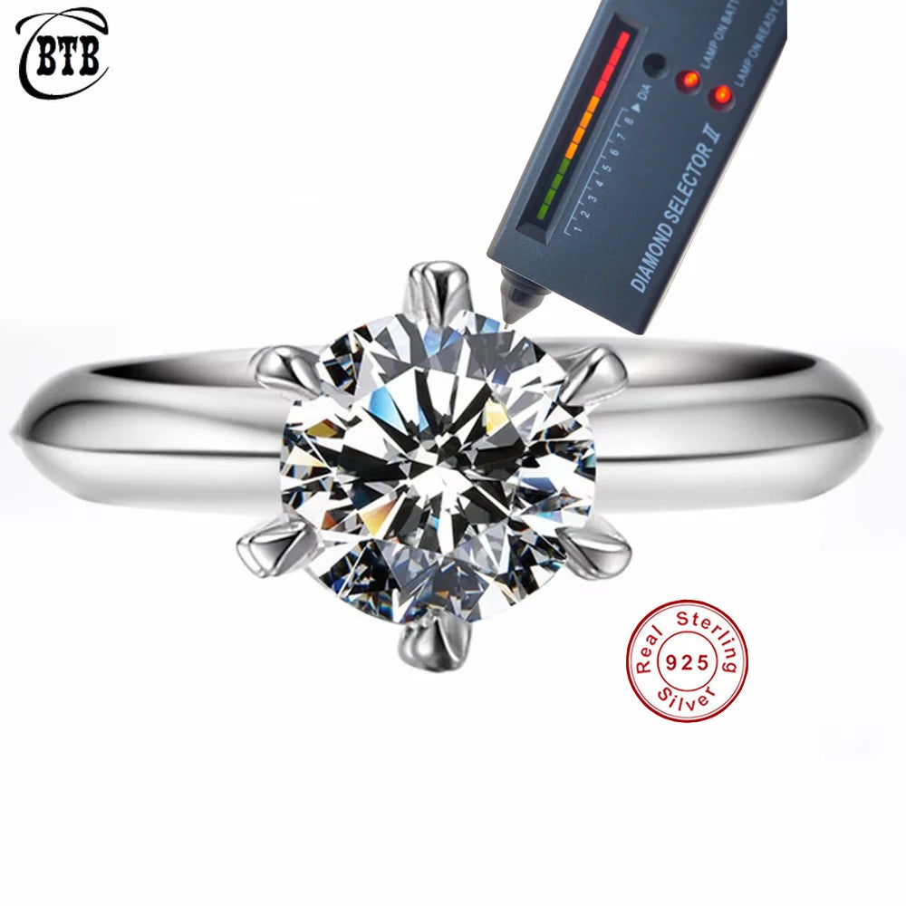 CBTB Sterling Silver Moissanite Fine Jewelry Ring For Women