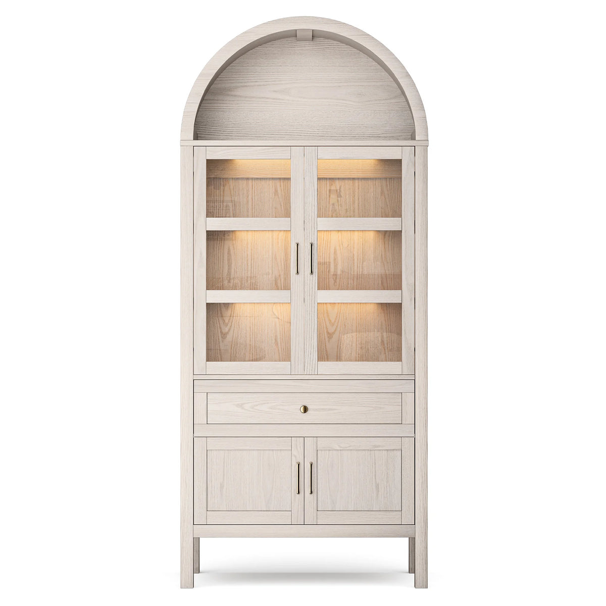 Cottinch Arched Storage Cabinet With Adjustable Shelves And LED Lighting