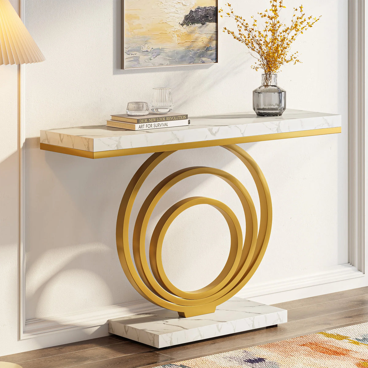 Tribesigns Modern Console Table With Decorative Ring Design For Entryway