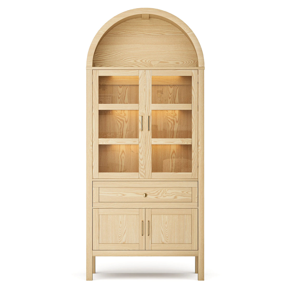 Cottinch Arched Storage Cabinet With Adjustable Shelves And LED Lighting