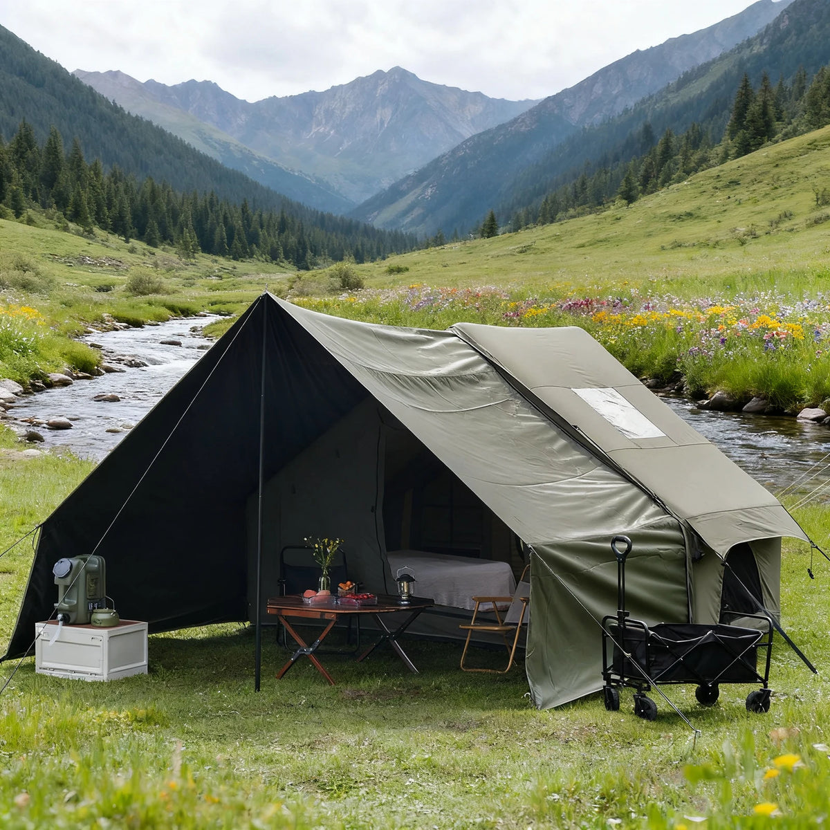 Pakicetus Inflatable Luxury Camping Tent With Roof Window and Carry Bag
