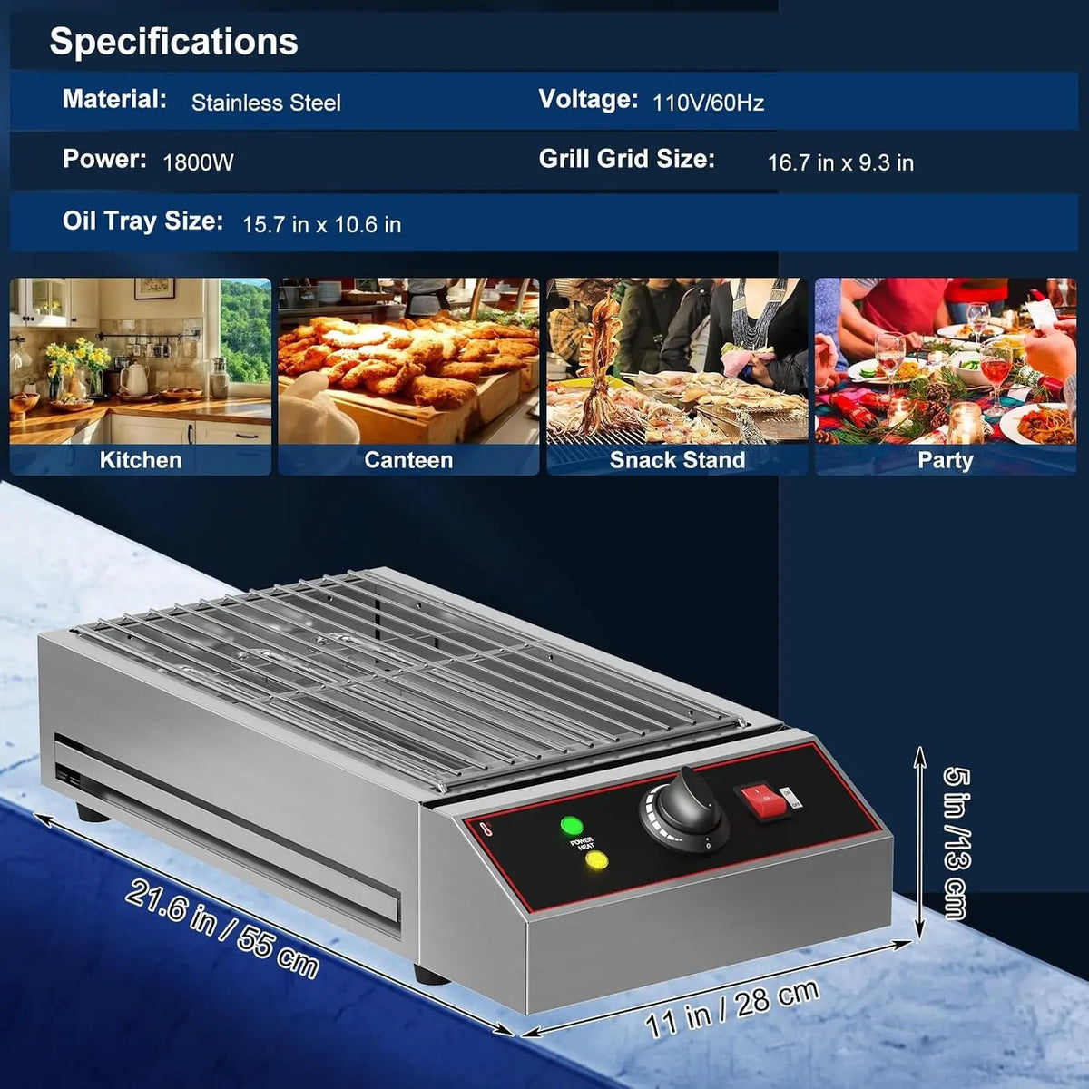 Tacleekii Commercial Electric Grill With Removable Griddle