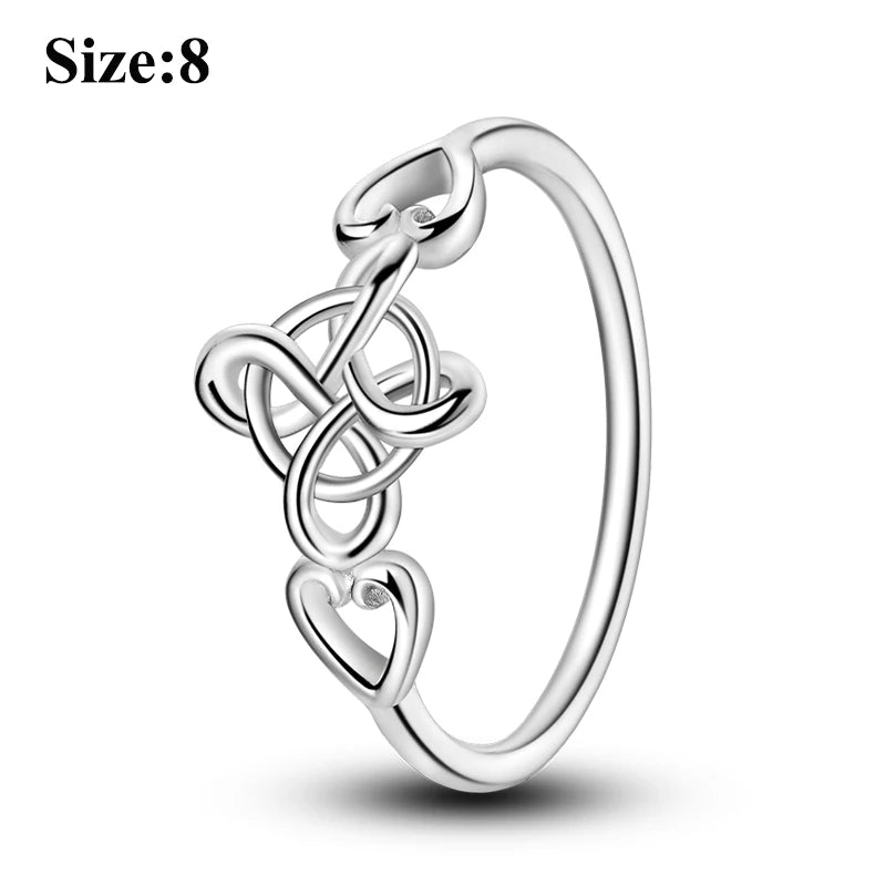 MULA Sterling Silver Evil Eye Clover Celtic Knot Wedding Band Ring