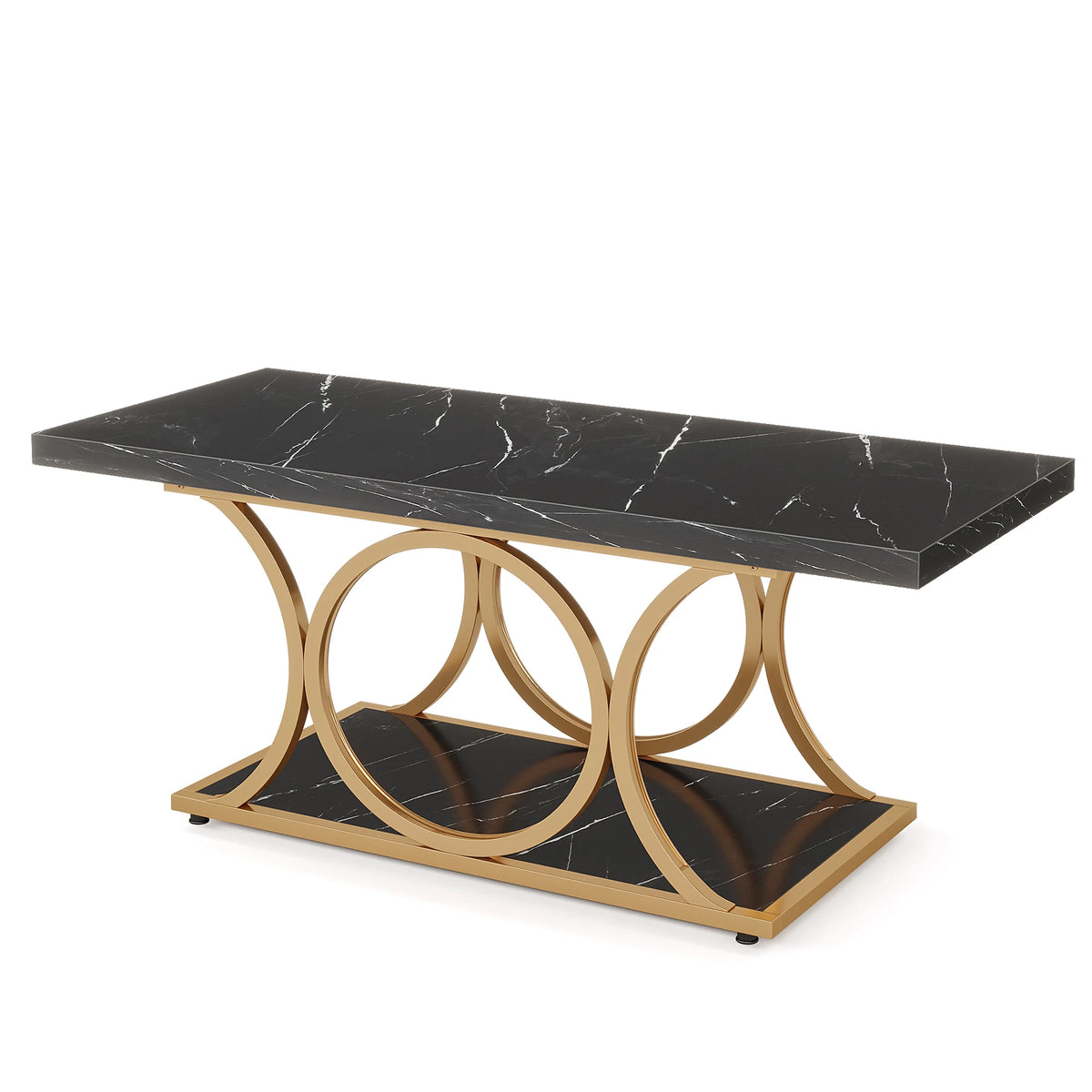 Tribesigns Modern Two Tier Faux Marble Wood Coffee Table