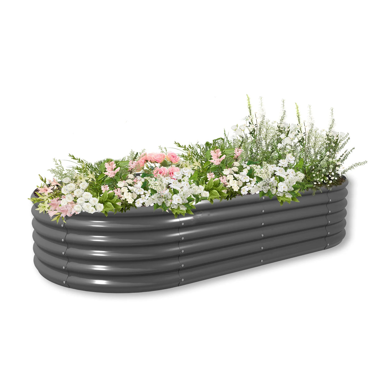 Tramull Galvanized Oval Raised Garden Bed Planter for Vegetables