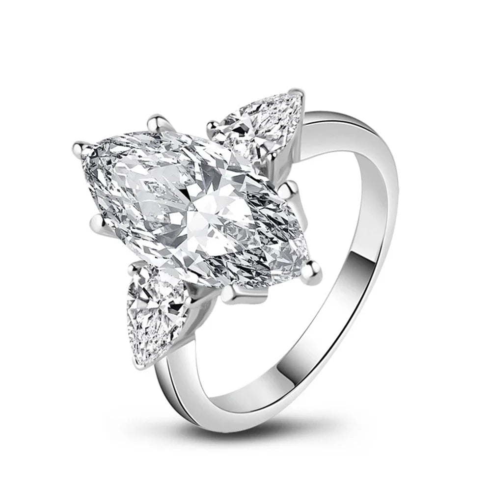 CBTB Sterling Silver Moissanite Engagement Ring Fine Jewelry Collection