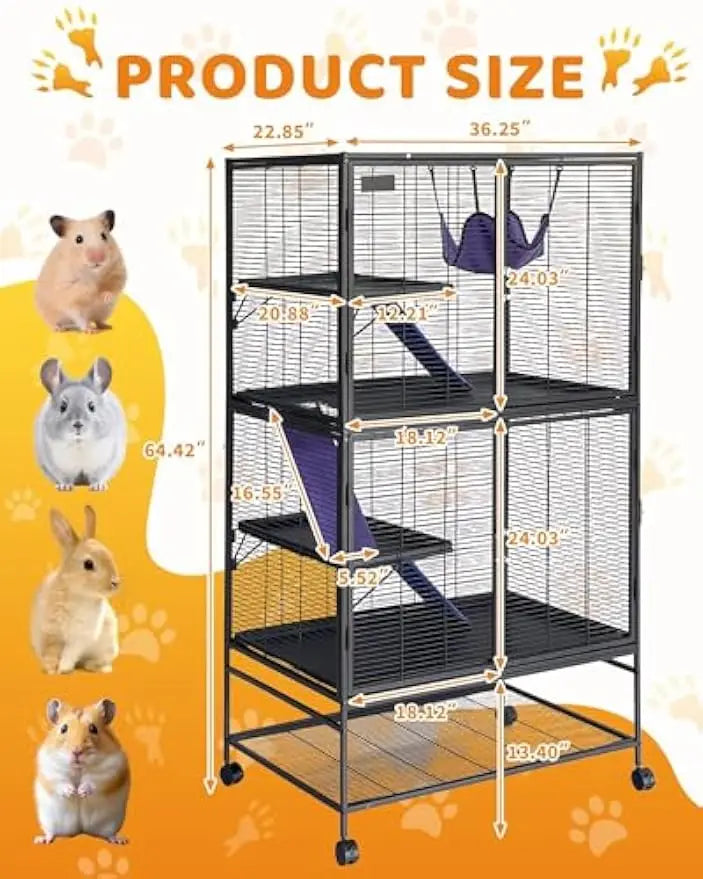Garvee Multi Level Rolling Metal Small Animal Cage