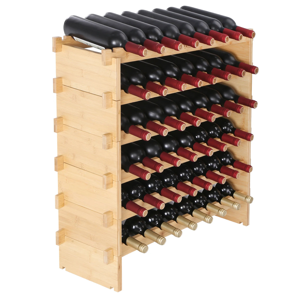 SucceBuy Bamboo Stackable Modular Wine Rack Storage Shelf
