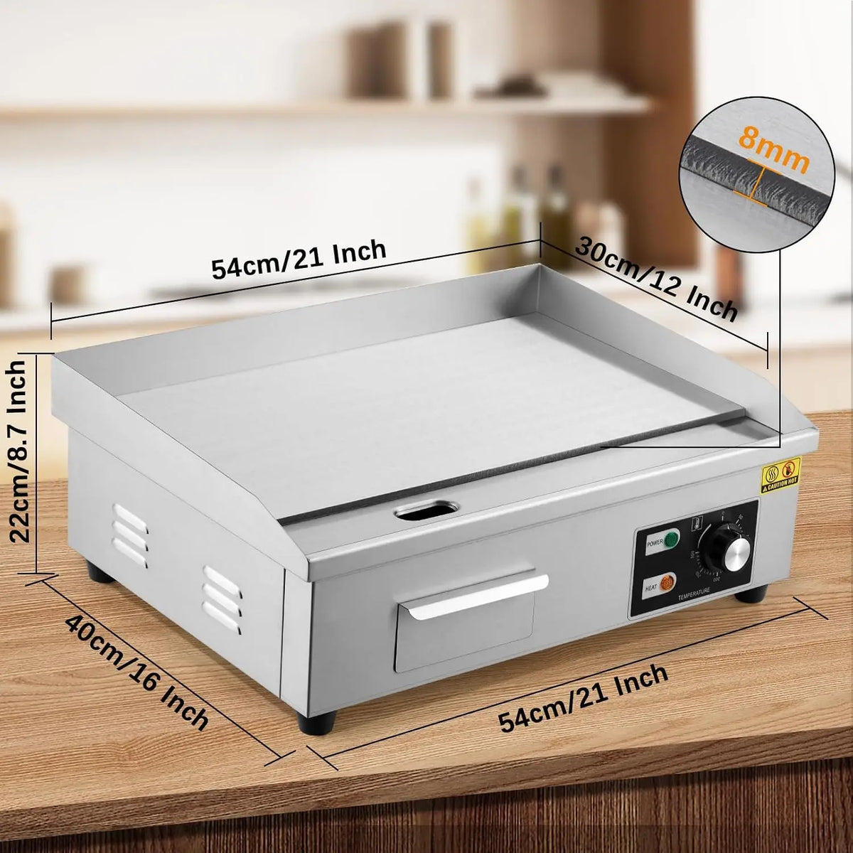 Tacleekii Commercial Electric Griddle With Adjustable Temperature Control