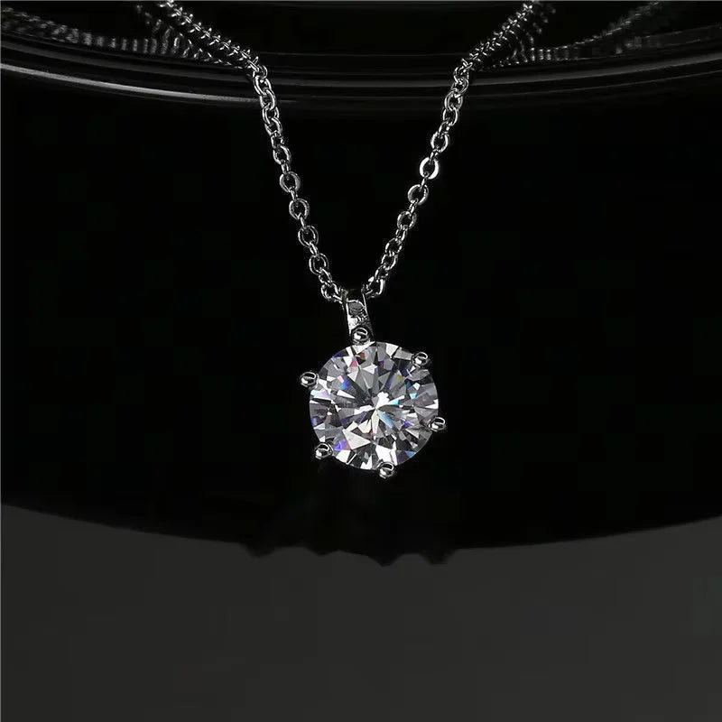Stunning Moissanite Pendant Necklace On Sterling Silver Chain For Women