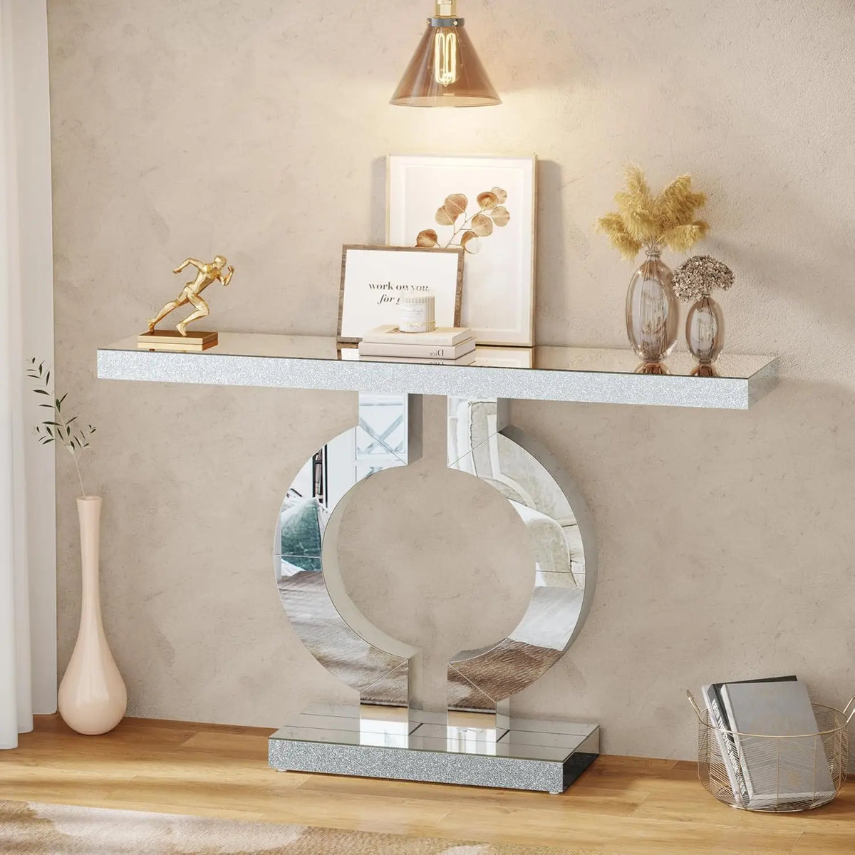 Tribesigns Modern Mirrored Console Table for Entryway