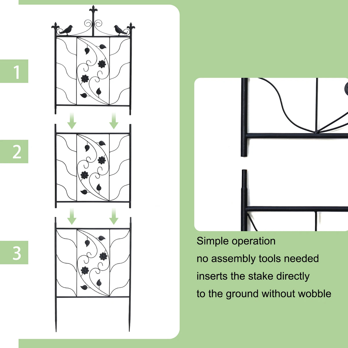 Metal Garden Trellis Panel Fence for Climbing Plants and Planters