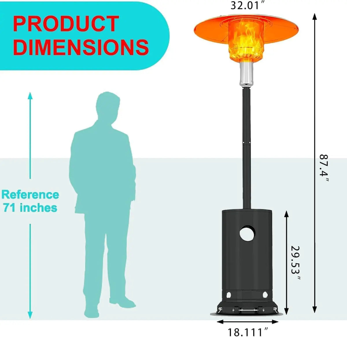 Studyset 48000 BTU Freestanding Gas Outdoor Patio Heater