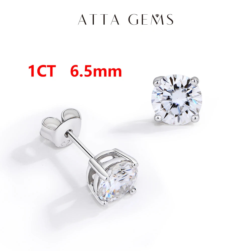 Attagems Four Claw Moissanite Stud Earrings S925 Sterling Silver