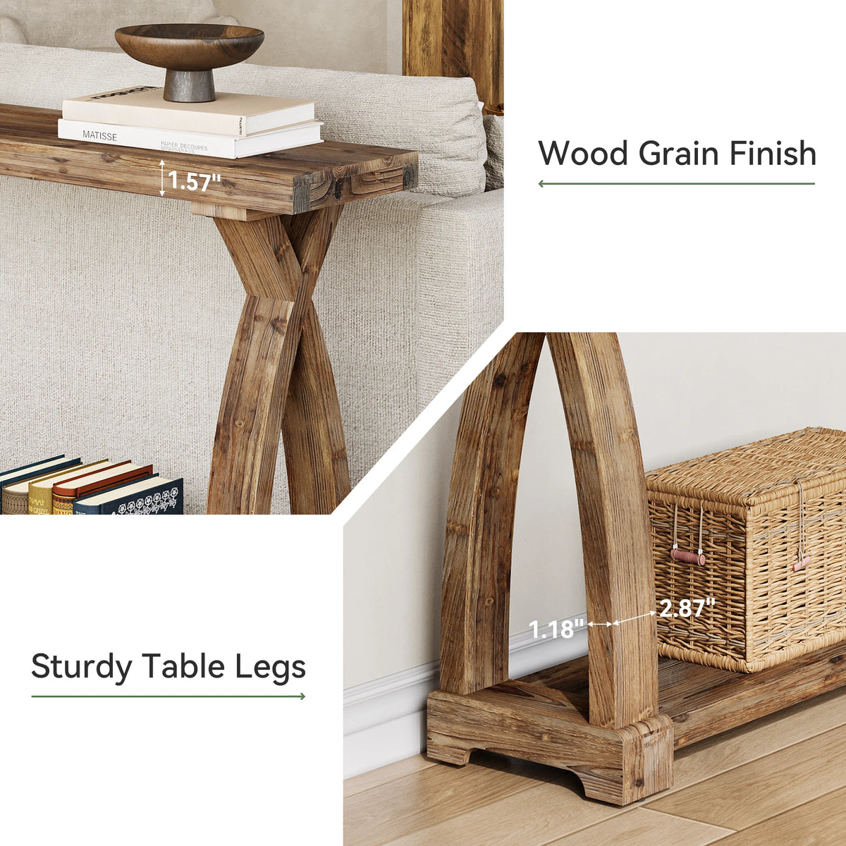 Tribesigns Rustic Wood Console Table With Two Tier Storage