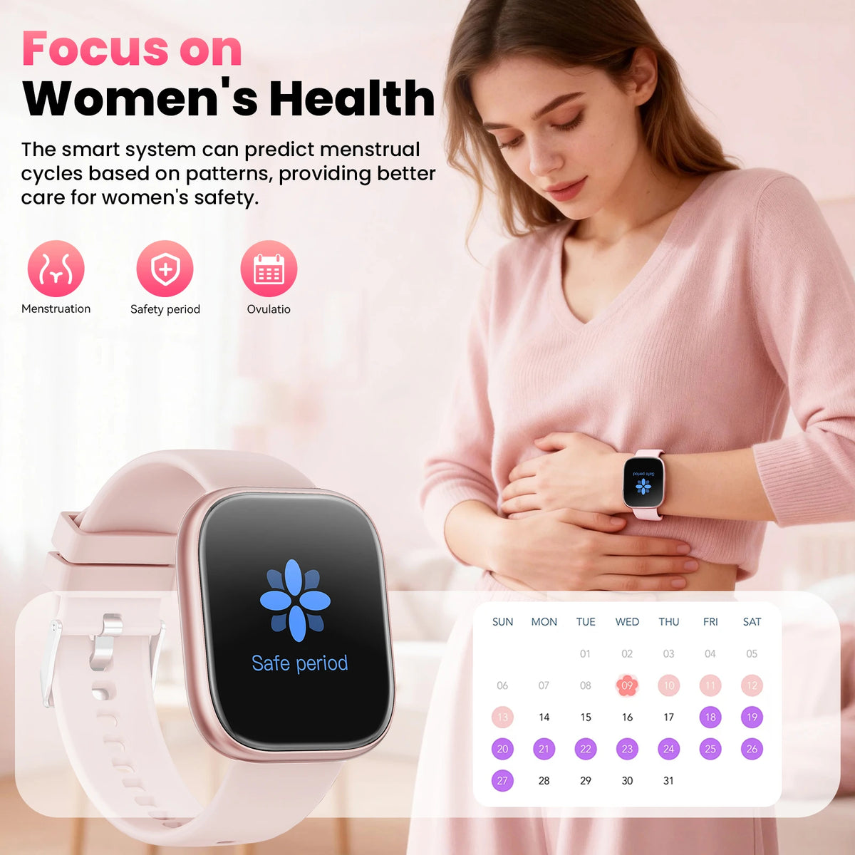 Ladies Smartwatch Fitness Tracker with Heart Rate and Sleep Monitoring