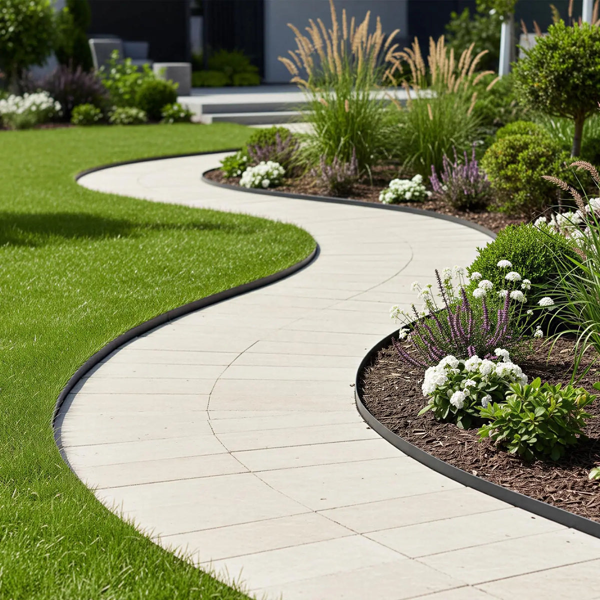 Flexible Plastic Landscape Edging With Stakes For Gardens And Walkways