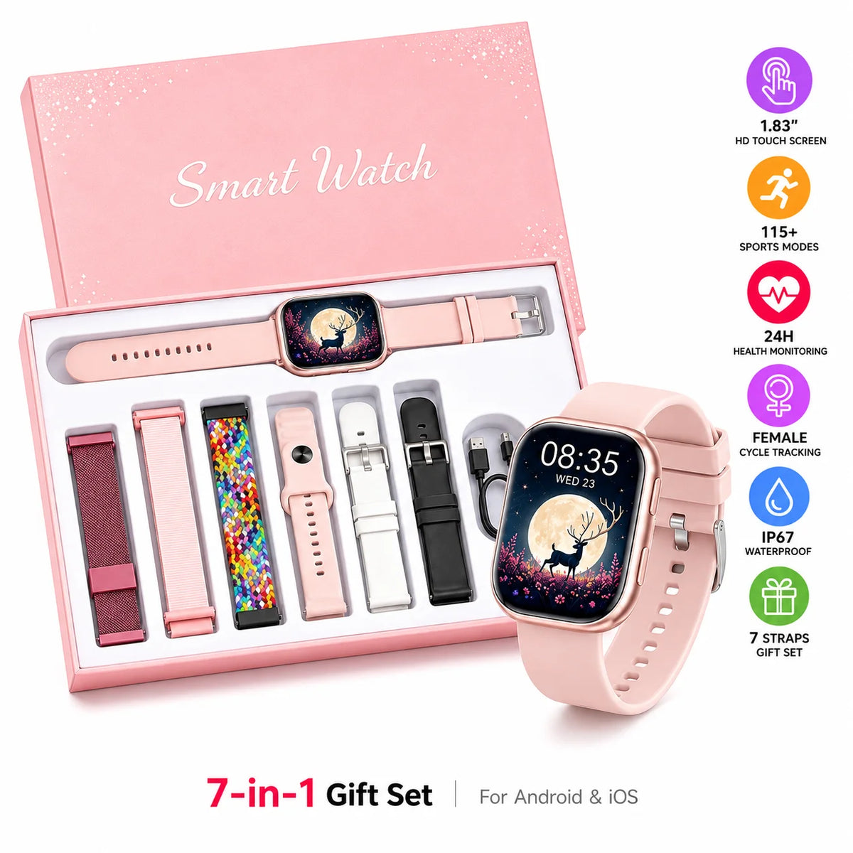 Ladies Smartwatch Fitness Tracker with Heart Rate and Sleep Monitoring