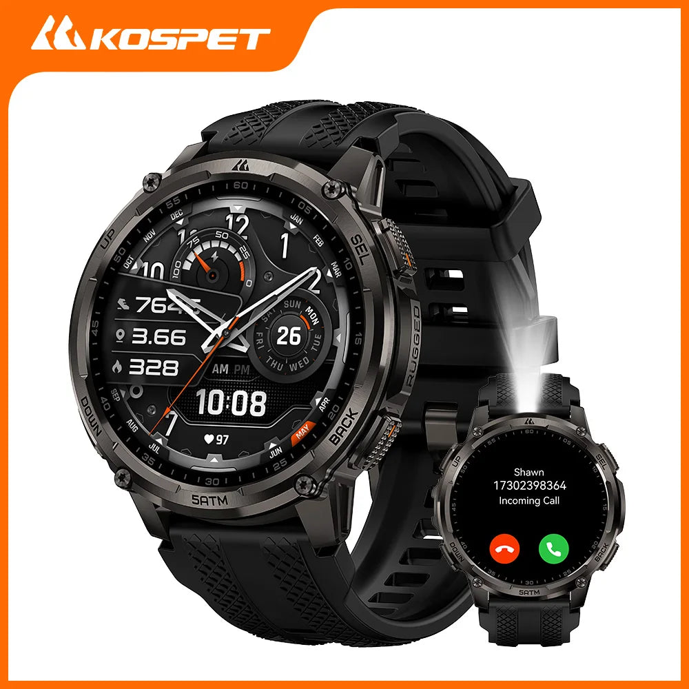 KOSPET Tank T4C Men Rugged Smartwatch With GPS And Flashlight