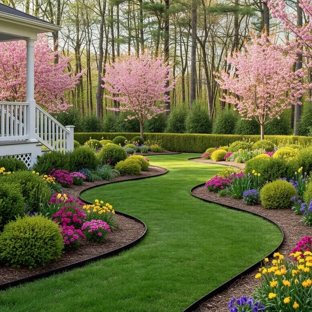 Flexible Plastic Landscape Edging With Stakes For Gardens And Walkways