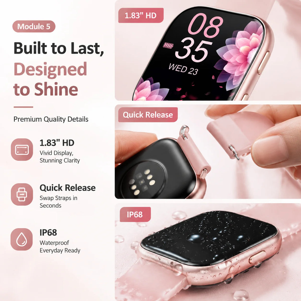 Ladies Smartwatch Fitness Tracker with Heart Rate and Sleep Monitoring