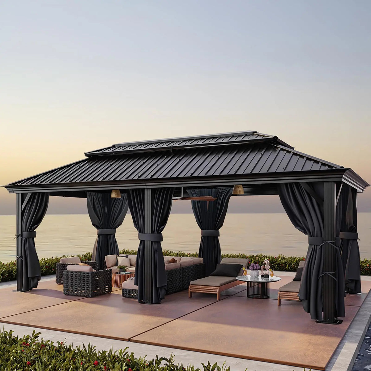 Tooluck Hardtop Gazebo with Galvanized Roof and Reinforced Aluminum Frame