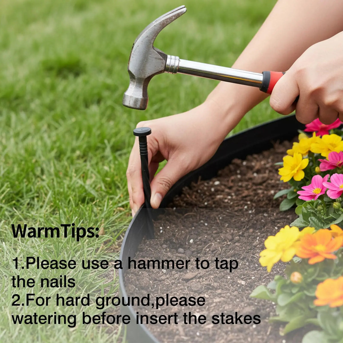 Flexible Plastic Landscape Edging With Stakes For Gardens And Walkways