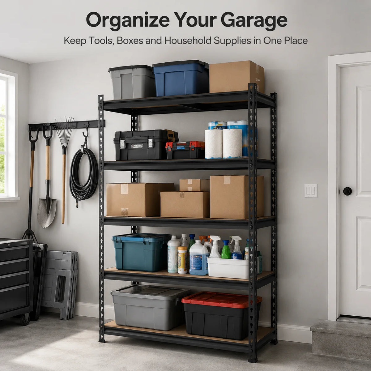 Heavy Duty Metal Utility Storage Rack With Adjustable Shelves
