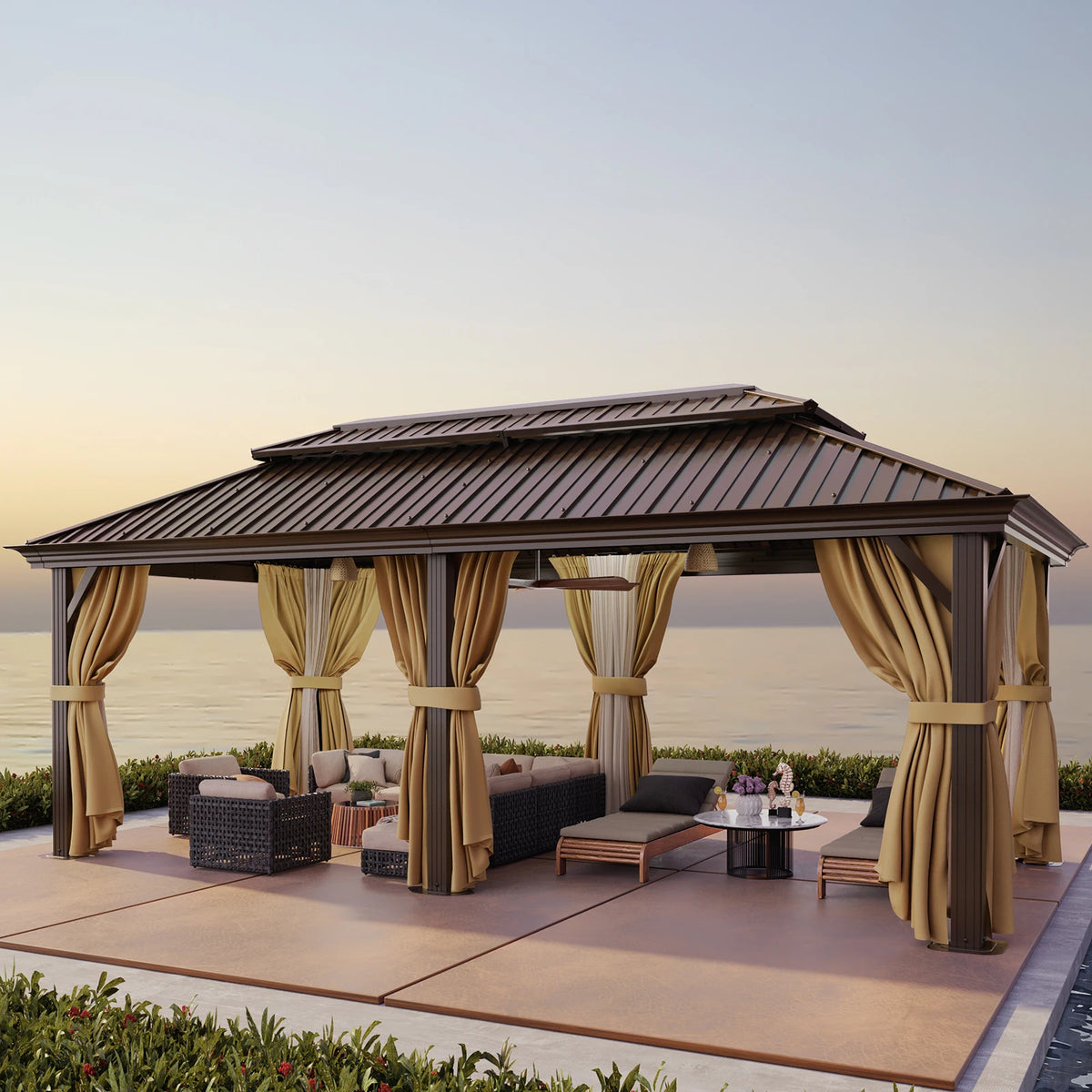 Tooluck Hardtop Gazebo with Galvanized Roof and Reinforced Aluminum Frame